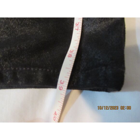 CHICO'S FAUX SUEDE LEATHER PANTS BLACK SIZE 1 (M 8) STRETCH  SOFT STRAIGHT LEG - Picture 9 of 11